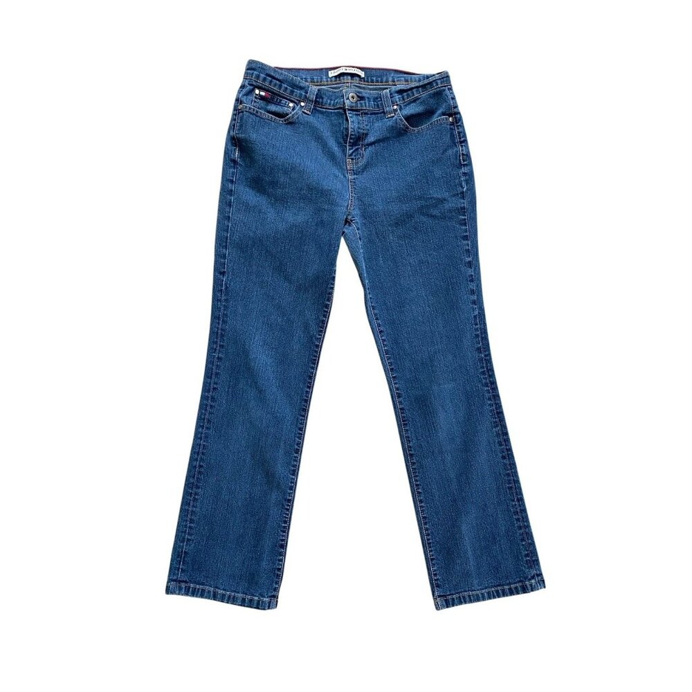 Vintage‎ Tommy Hilfiger Womens Y2K Stitched Logo Jeans Size 30 x 27 Straight Leg